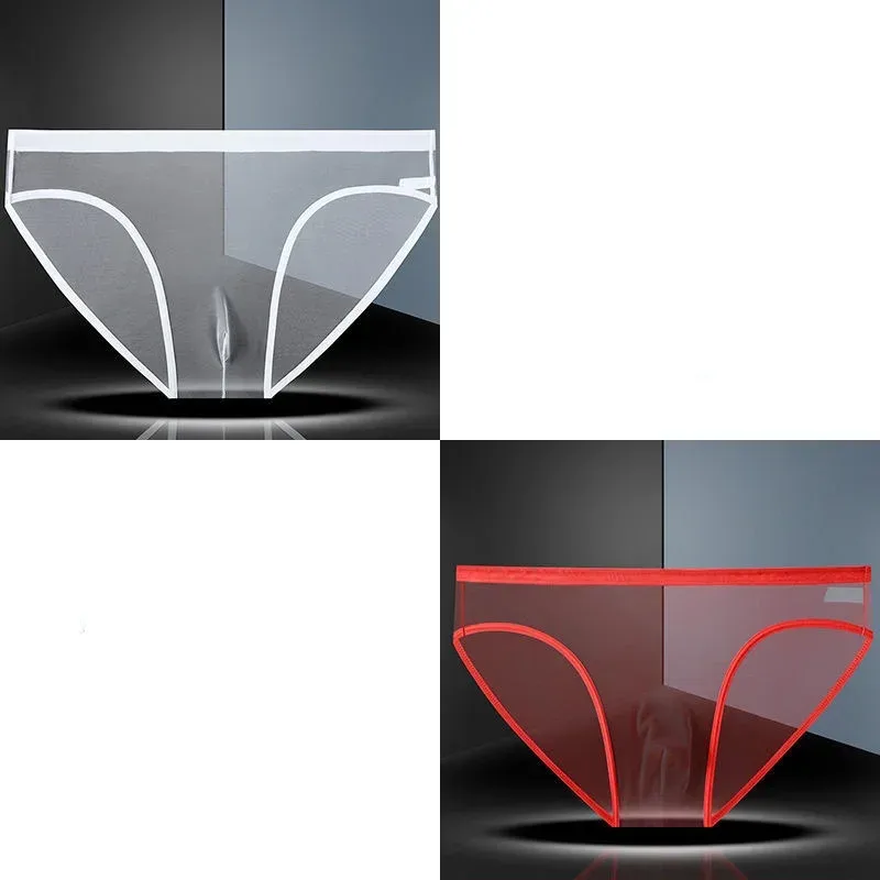 Transparent Underwear Hot Man Pants Ultra-thin Perspective Mid-rise Male Mesh Slips Homme Panties Plus Size — image 28