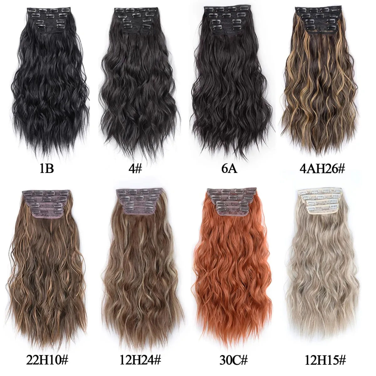 linwan Clip In Hair Extensions 4 PCS Full Head 20 Inch Long Curly Wavy Synthetic Hair Pieces Natural Wavy For Women Girls Hair
