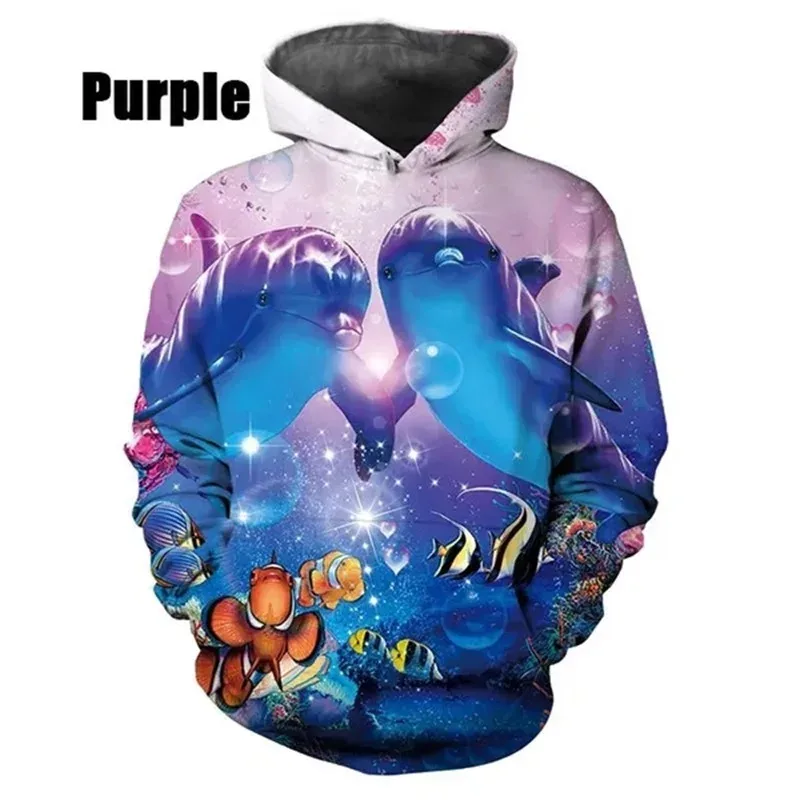 Hot Sale 3D Printing Dolphin Graphic Hoodies Casual Pullover Sweatshirts For Men Women Streetwear Oversized Hoodies For Kids — image 2