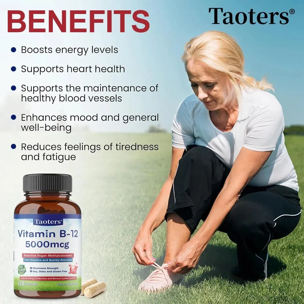 Vitamin B12 5000 Mcg - Supports Heart Health Nervous System Promotes Metabolism Increases Energy Levels Relieves Fatigue