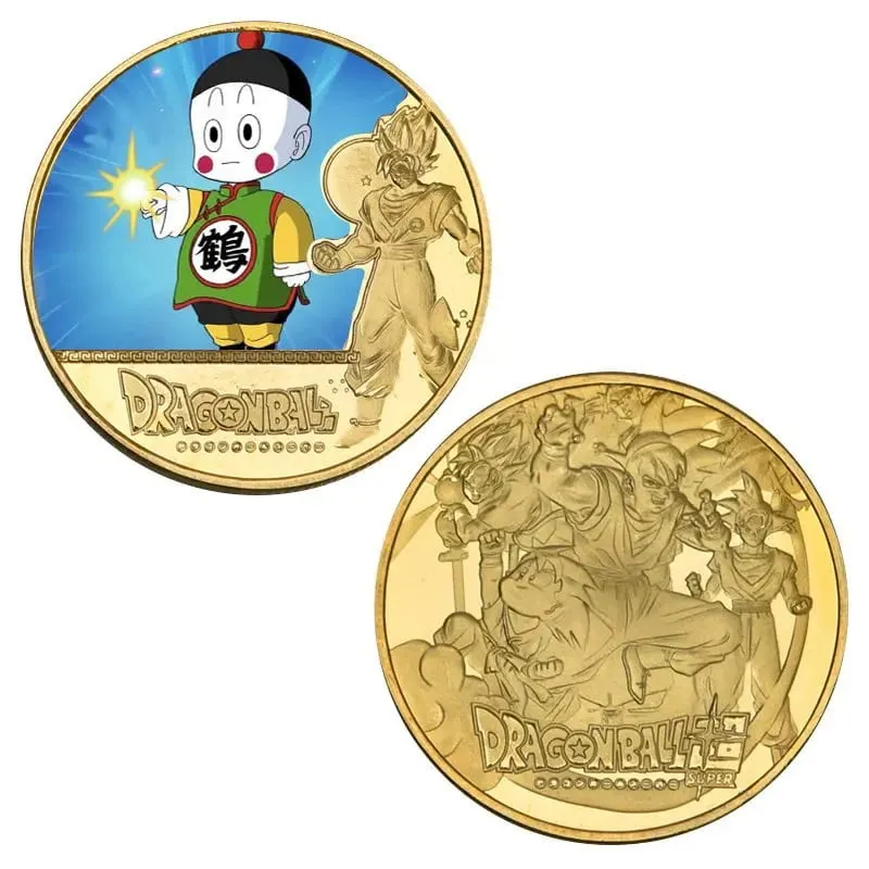 Dragon Ball Banhado A Ouro Moeda de Ouro Son Goku Vegeta Moedas Comemorativas Crianças Clássico Anime Periféricos Coleção Brinquedo Lembrança