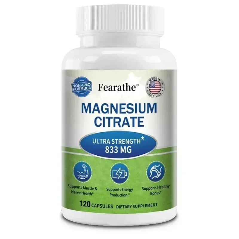 Cápsulas de citrato de magnesio Ayuda nutricional altamente absorbible Relajación Sueño Hueso Corazón Nervio Músculo y metabolismo