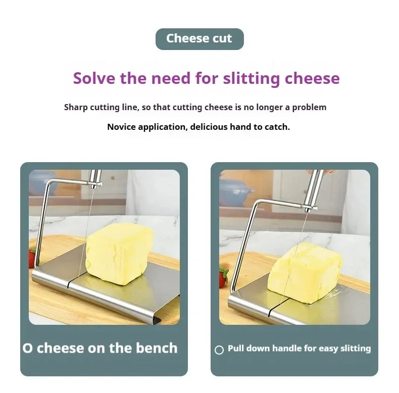 Cheese and Butter Slicers with Wire Cheese Adjustable Cheese Cutter Board 5pcs Replacement Stainless Steel Cutting Wire