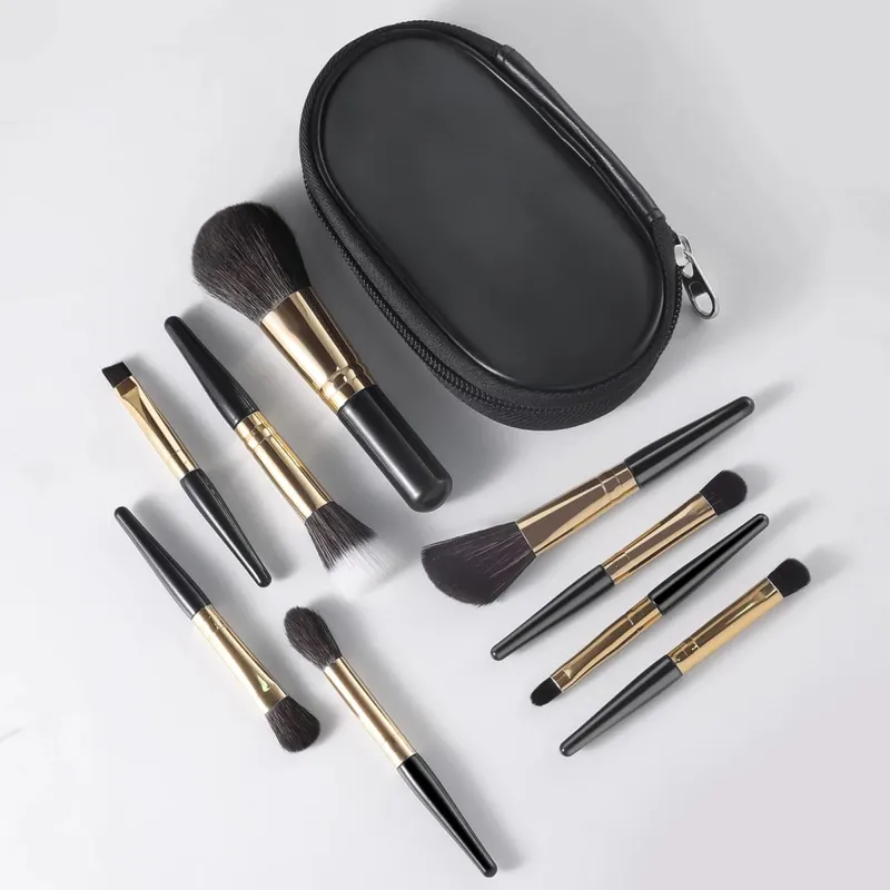 Makeup Brush Sets 9pcs Minimalist Portable With Storage Bag Portable Cosmetic Brushes For Making Up Supply