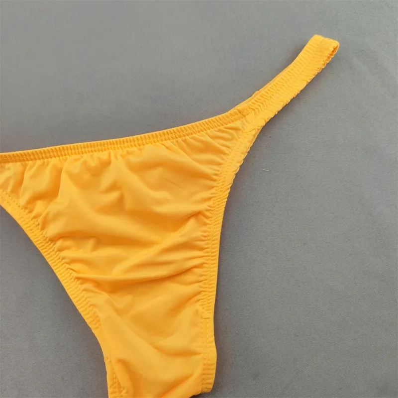 Narrow Waist Seamless Ice Silk Briefs Men Sexy Transparent Underwear Low Waist Bikini Panties Adult Lingerie