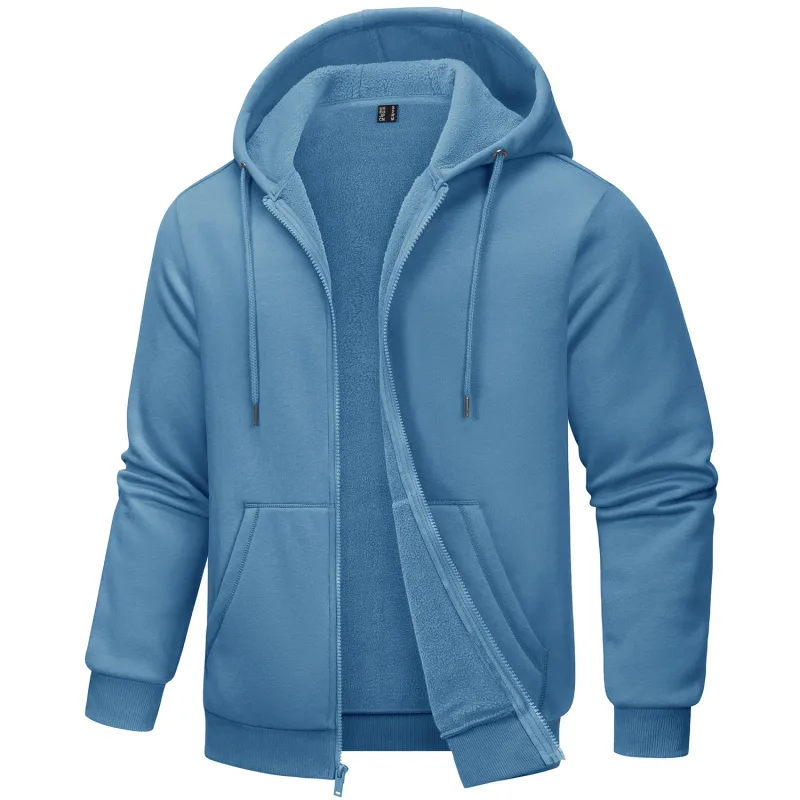 Big Pockets Fleece Lining Hoodies Mens Hooded Coats Full Zip Up Casual Hoodie Jackets Athlete Running Hiking Sportswear — image 25