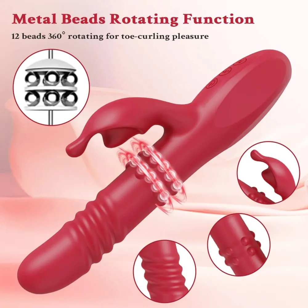 3 in 1 Thrusting Rotating Vibrator Clitoris Massager Telescopic G Spot Stimulator Women Dildo Adult Sex Toys Female Masturbator
