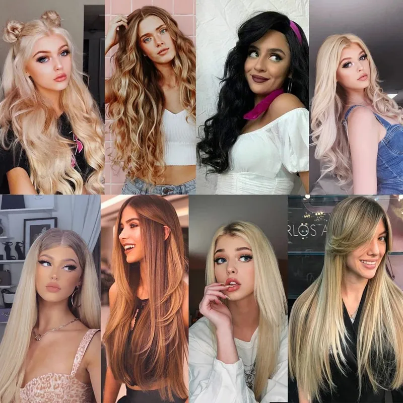 No Clips In Long Wavy Hair Extension Invisible Wire Hidden Fish Line False Hair Piece Synthetic Natural Black Blonde 16”22”32”