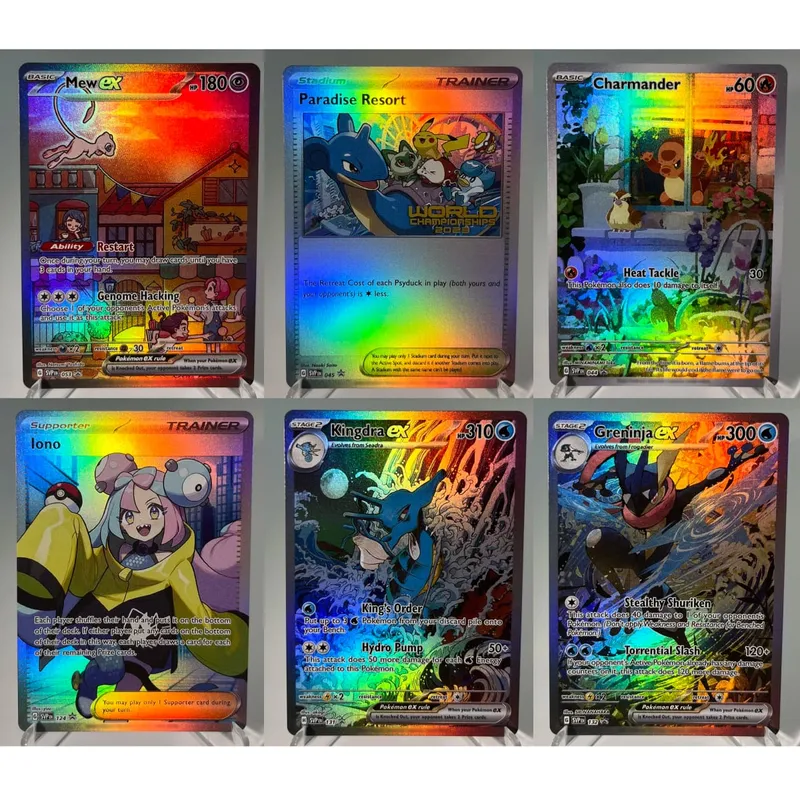 Scarlet & Violet Promos PKM Cards PTCG5-B Rainbow Charmander Paradise Resort Mew Rare Collection Battle Toys Gifts for Hobbies