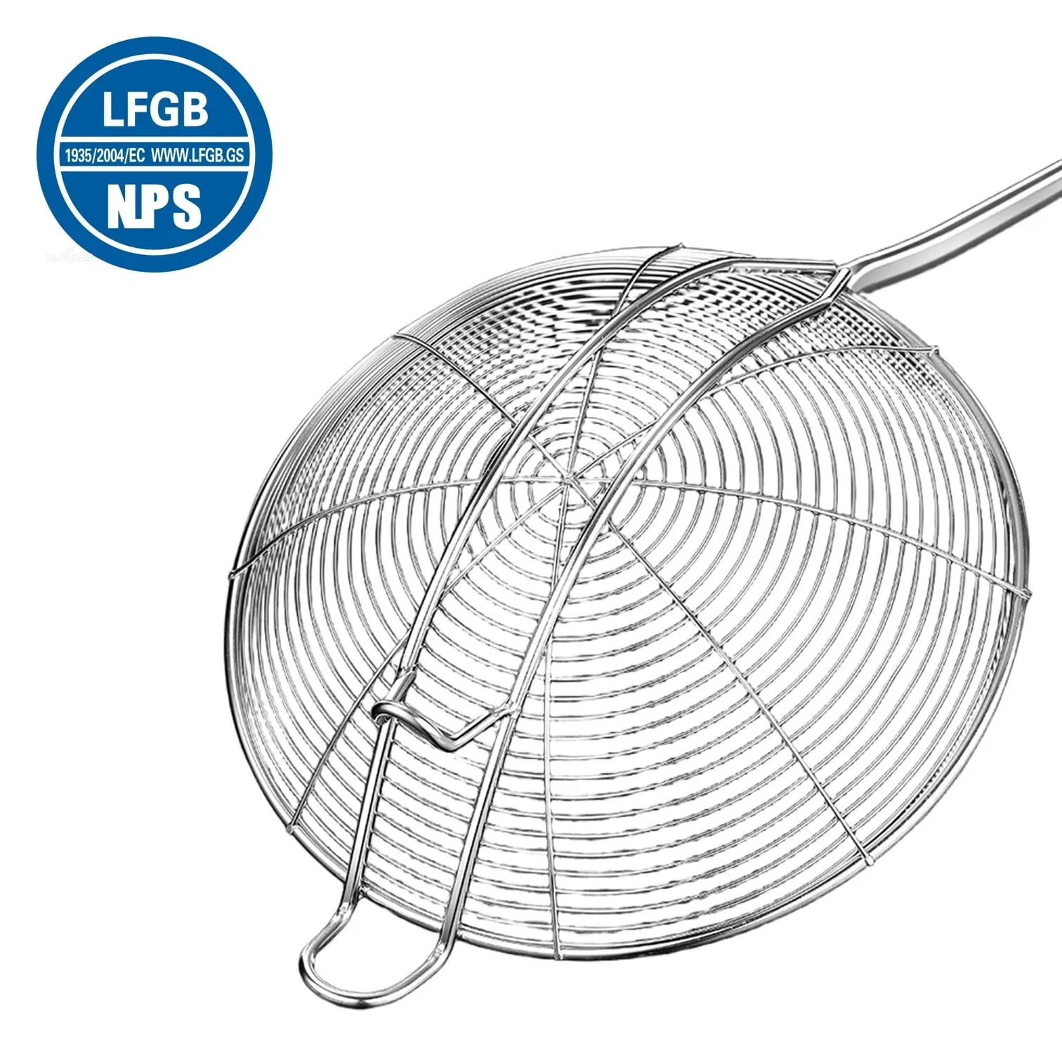 LFGB Certification 304 Stainless Steel Kitchen Cooking Colander Ultra Durable Wire Sieve 14~18cm Diameter Frying Scooping Tool — image 2