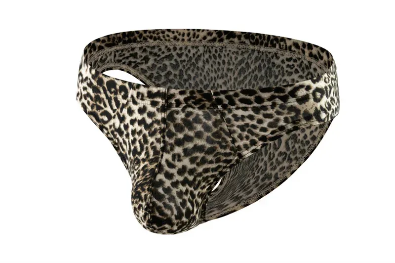 Sexy Men's Briefs Underwear Leopard Pattern Low Waist Soft Slip Briefs Lingerie Underpants Pouch Tangas Sexis De Hombre