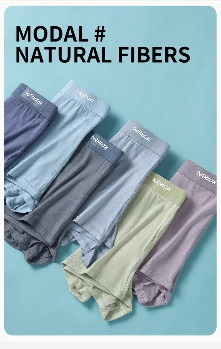MiiOW 3Pcs Softness Modal Men Underwear Boxers Breathable Men's Panties Mens Underpants Cotton Antibacterial Man Boxers Briefs — image 11