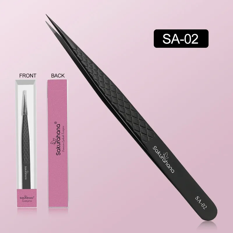 High-end Eyelash Tweezers Black Fiber Tip For Lash Extensions Mega Volume Mink Lashes Tool Straight Head Curved Tip — image 11