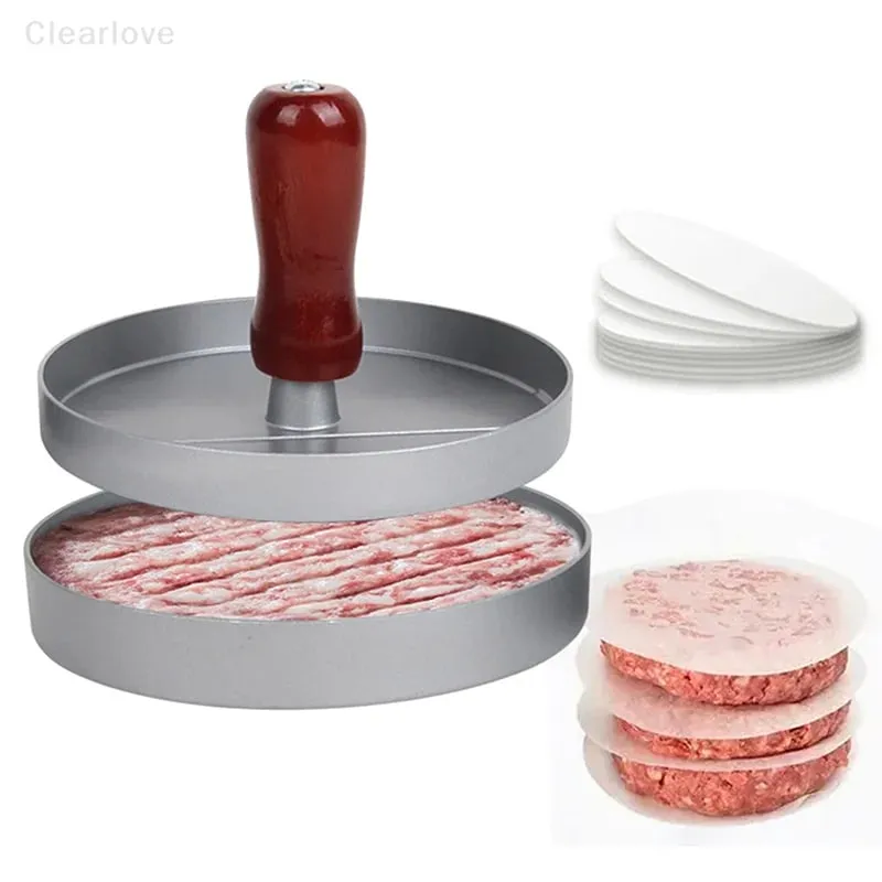 Burger Press Stainless Steel Smash Hamburger Presses Meat Mold for Deli Meats Kitchen Accessories Patties Meat Masher Circular