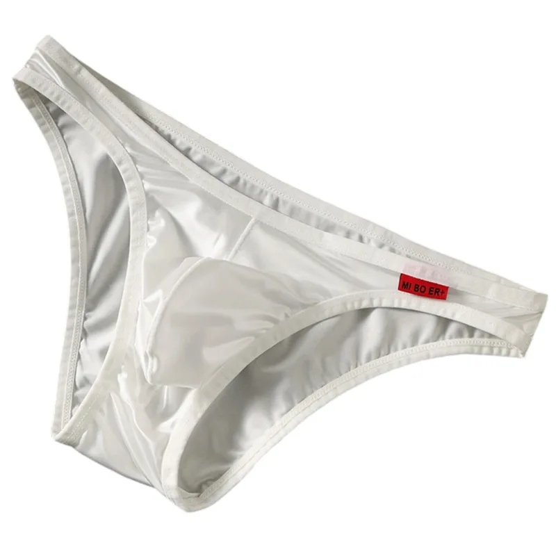 Mga Lalaking Satin-like Bikini Ice Silk Stretch Brief Pouch Lingerie Breathable Panties Seamless Underpants Japanese Thongs