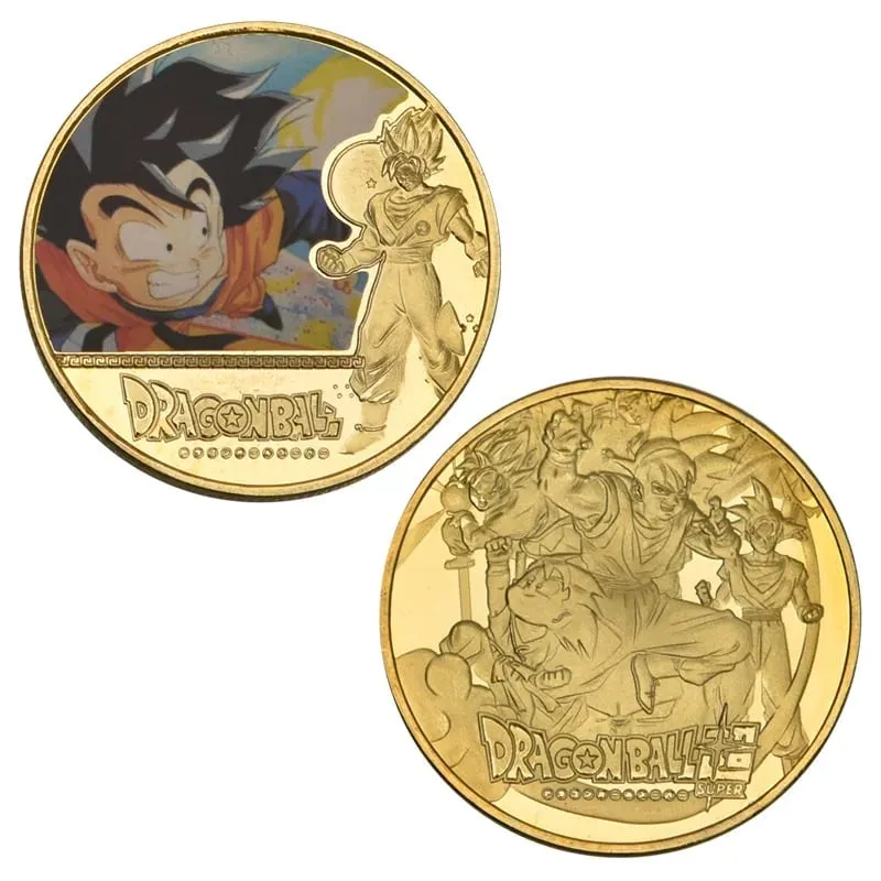 Dragon Ball Banhado A Ouro Moeda de Ouro Son Goku Vegeta Moedas Comemorativas Crianças Clássico Anime Periféricos Coleção Brinquedo Lembrança