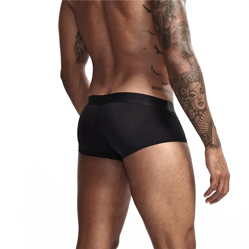 Sexy Ultra-thin Ice Silk Material Men's Underwear Fashion Solid Color Boxer Briefs Summer Cool and Breathable Male Trunks — image 6
