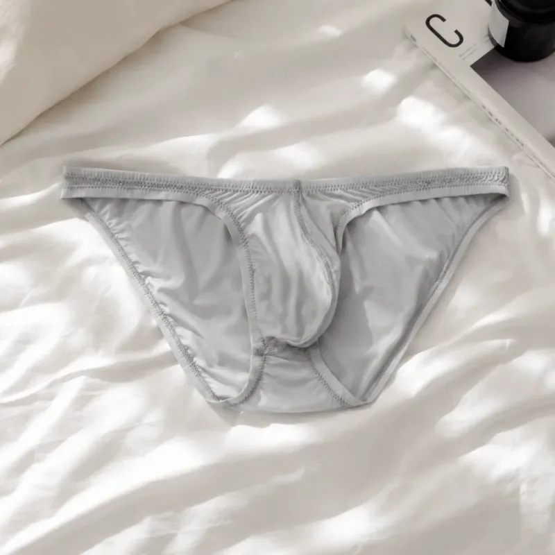 Breathable Low Waist Ice Silk Briefs Transparent Lingerie Bikini Briefs Ultra-Thin Mesh Men's Triangle Panties Summer