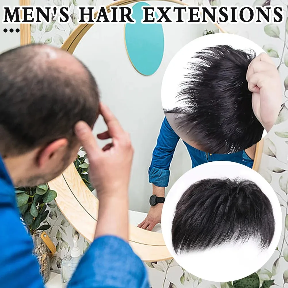 Male Clip-On Short Hair Wig Head Top Replacement Blocks Effectively Covering with Surrounding Hair Replacement Synthetic Hair