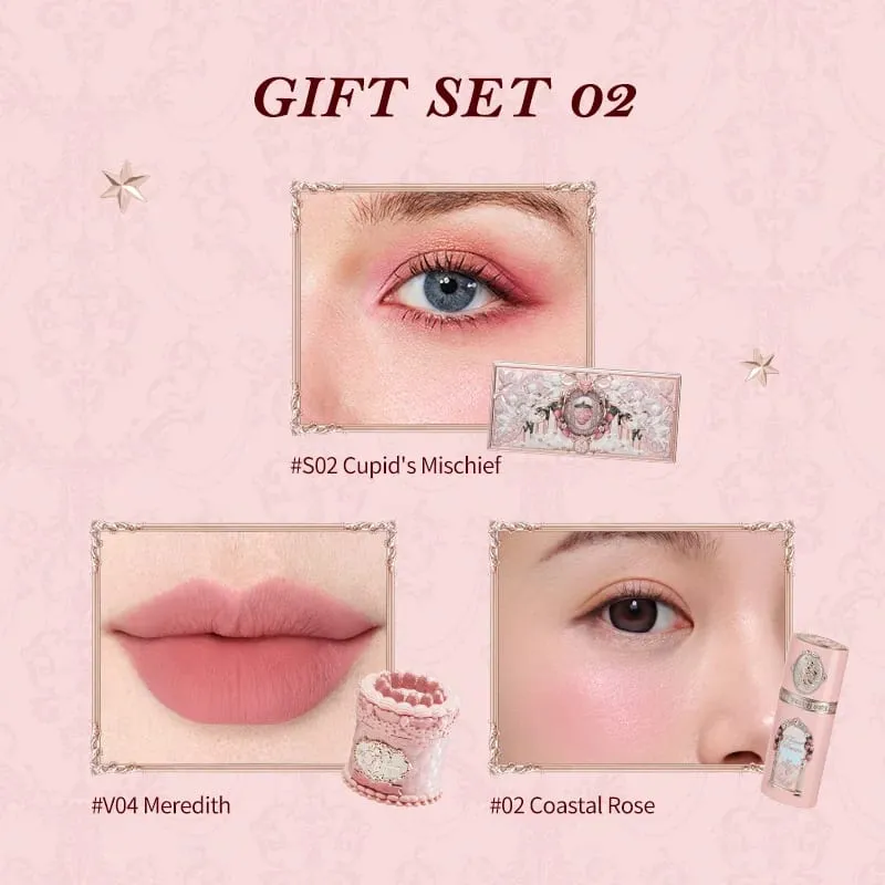 Flower Knows Strawberry Cupid Collection Makeup Gift Set include Make-up Palette+Cake Lip Cream+Liquid Blush