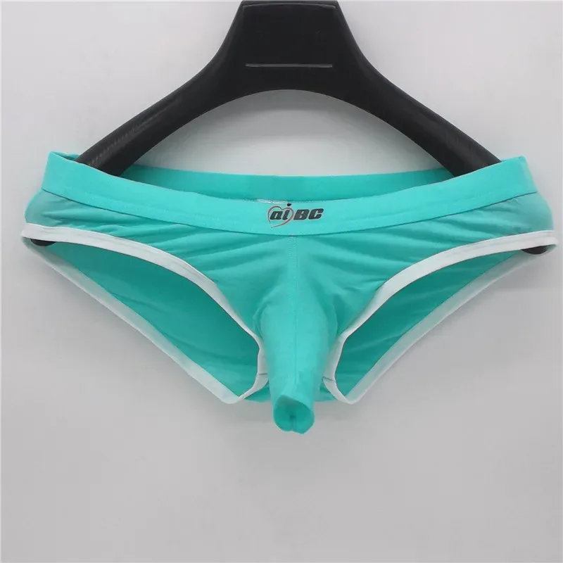 Men's Erotic Briefs Elephant Nose Open Sheath Bikini Gay Sexy Thin Ice Silk Penis Bulge Separate Elastic Quick Dry Sports Tangas