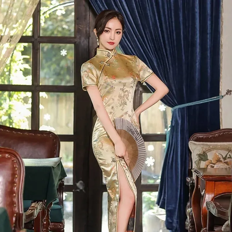 Roupas de moda festa vintage casual verão elegante tradicional chinês roupas cheongsams vestido chinês qipao estilo étnico