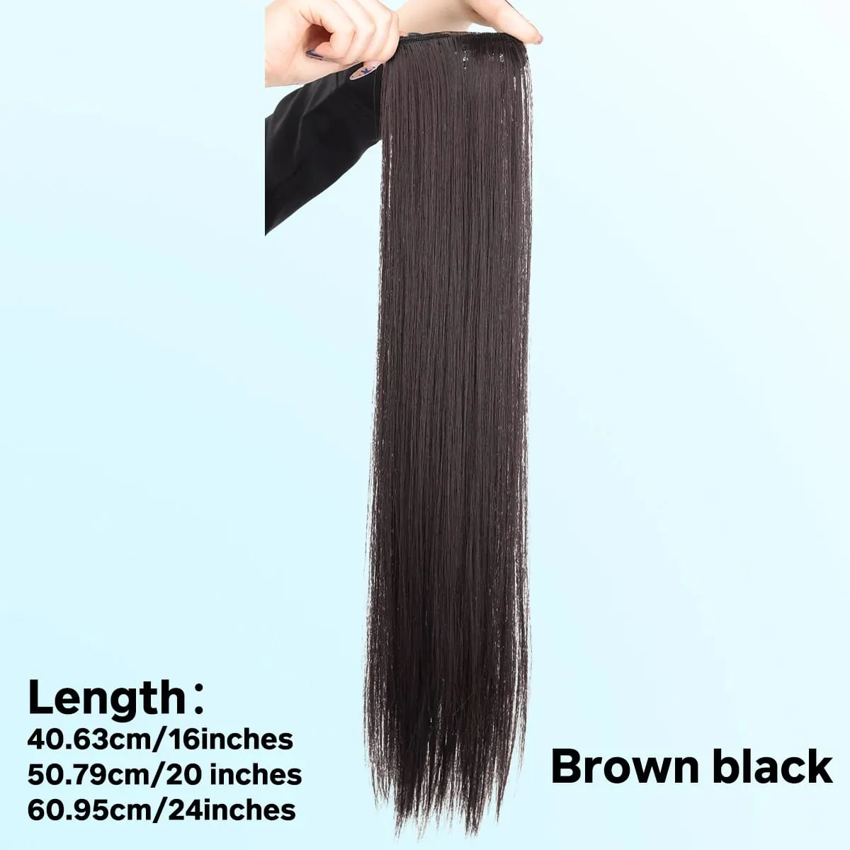 1pcs สังเคราะห์ 16 "20" 24 "คลิปต่อผมชิ้นวิกผมผู้หญิงน้ำหนักเบา TOP เปลี่ยนผมยาวตรง — image 8