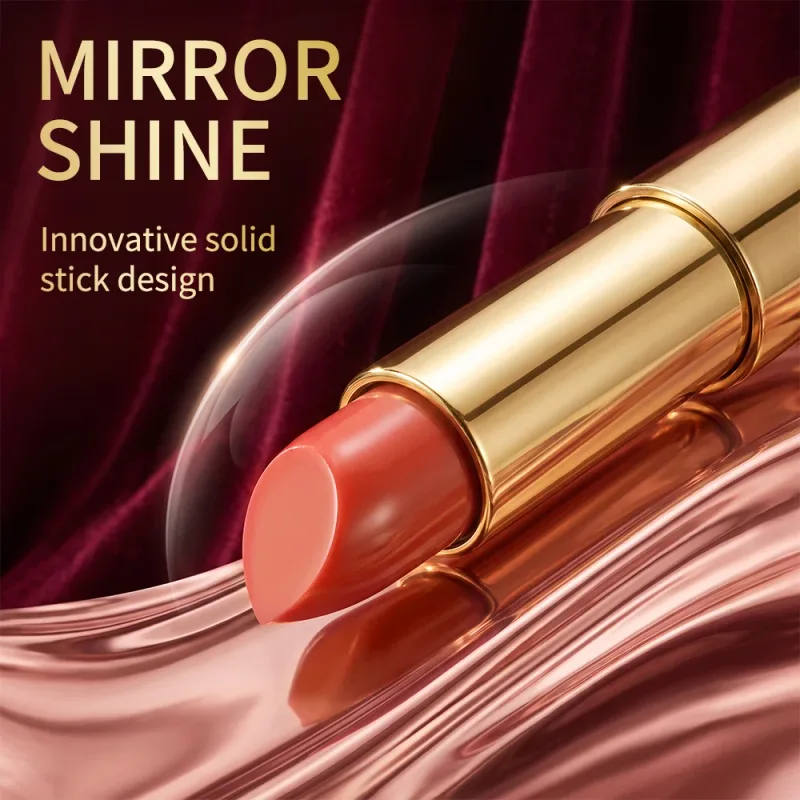 3‑in‑1 Solid Tinted Lip Oil Stick Glass Plump Glossy Finish Buildable Color Nourishing Apple Seed Oil Lip Care Makeup