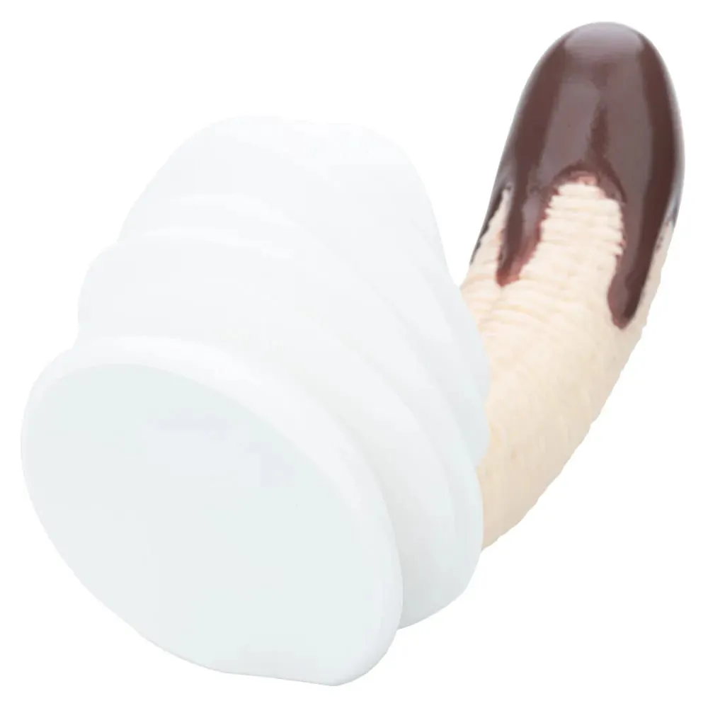 Banana Sundae Silicone Dildo na may Strong Suction Cup Cream at Cherry Design na Tatlong Laki ng Food Grade Silicone Sex Toy para sa Unisex