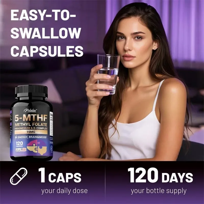 5-MTHF Methylfolate Supplement - Energy Brain and Mood Support Enhances Memory Focus and Clarity Boosts Cognitive Function
