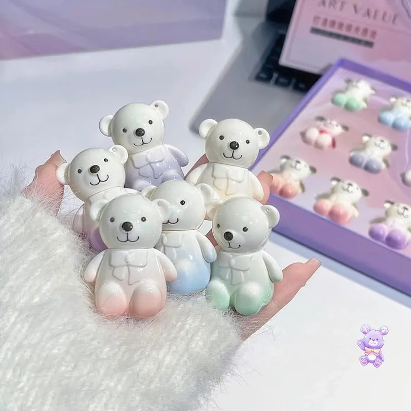 ART VALUE Cute Bear Makeup Set Include 6*Matte Liquid Lipstick 2*Bear Ornaments 1*Lip Balm 1 Mirror 1*Necklace Gift Cosmetic Kit