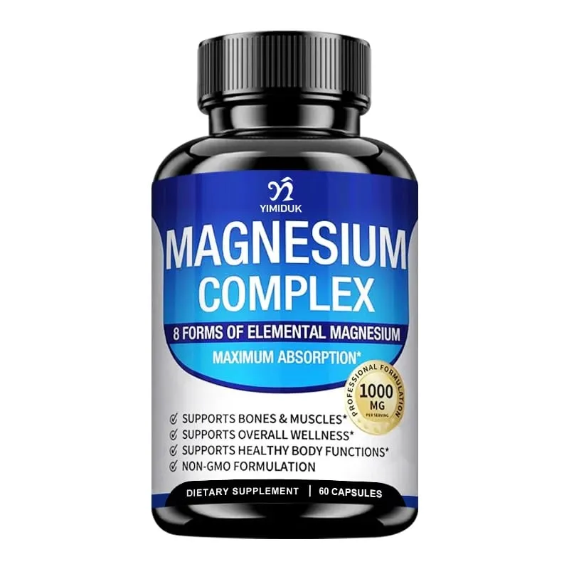Magnesium-Komplex-Ergänzung 1000 mg – Magnesiumglycinat-Citrat-Malat-Taurat chelatisiert für Knochen-Muskel-Regenerationsenergie