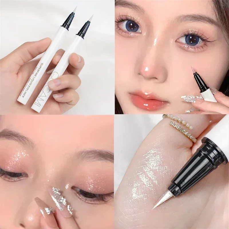 Pearlescent White Liquid Eyeliner Pen Waterproof Non-dizzy Eye Liner Shadow Pen Fast-drying Lasting Shiny Lying Silkworm Pencil — image 8