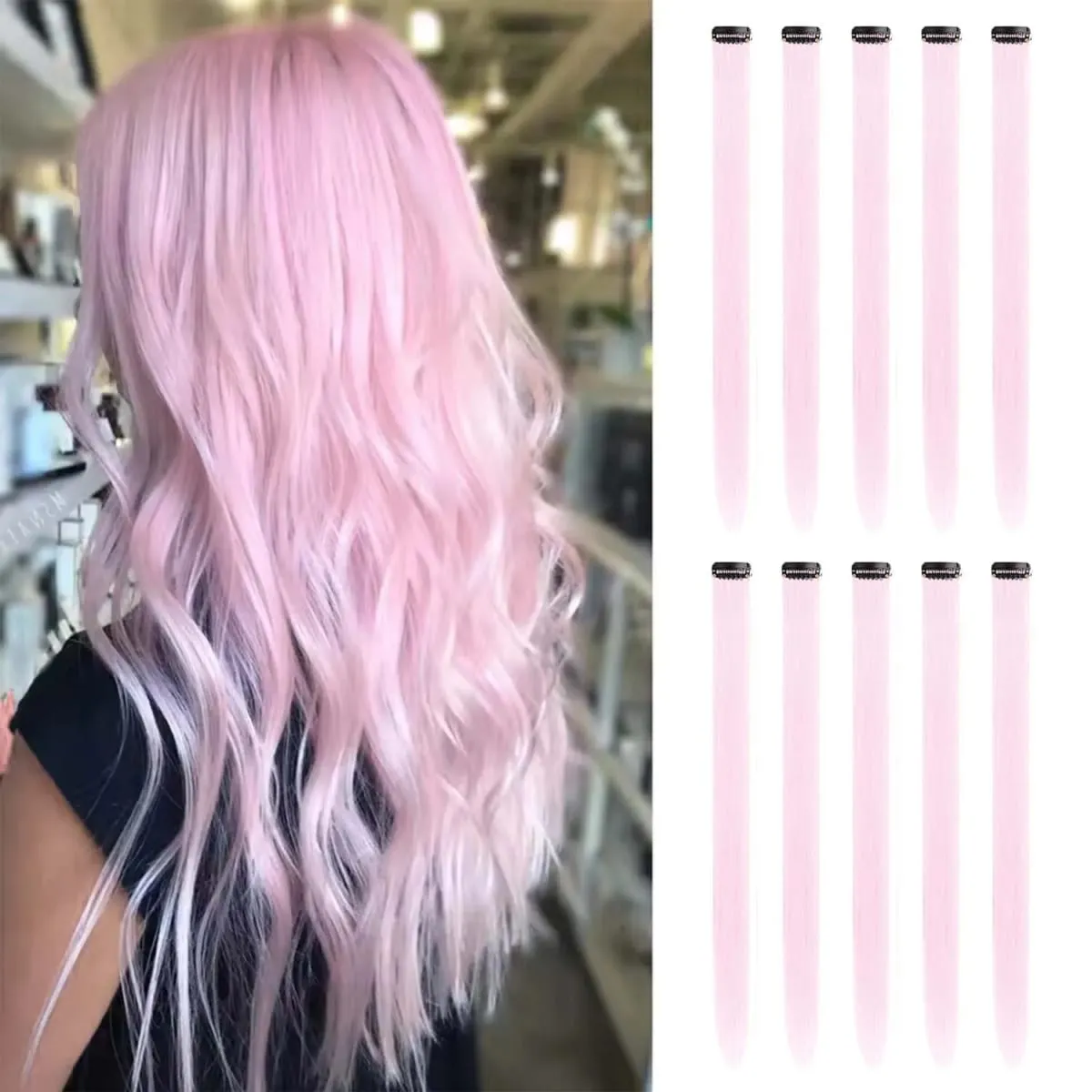 Clip sintetica da 10 pezzi nelle estensioni dei capelli per donne ragazze bambini estensioni colorate per feste con highlight capelli lisci multicolori