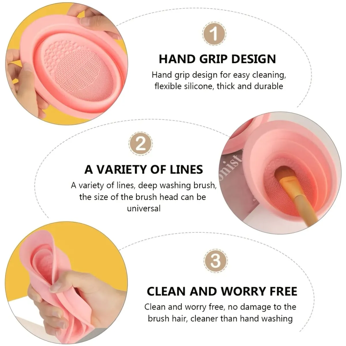 Foldable Silicone Makeup Brush Cleaner Bowl Textured Scrubber for Brushes Puffs Sponges Travel Washing Tool Compact
