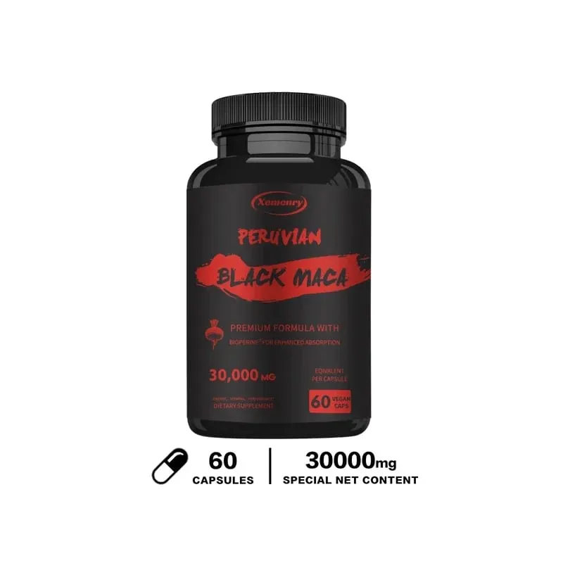 Maximum Strength Black Maca Root - 30 000 Mg - Gelatin Maca Root Extract From Peru