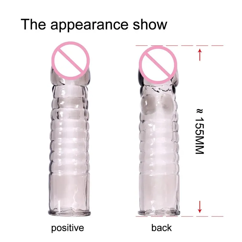 Penis Extender Cock Rings Delay Ejaculation Reusable Penis Condoms Dick Sleeve Silicone Glans Vagina Massager Sex Toys For Men