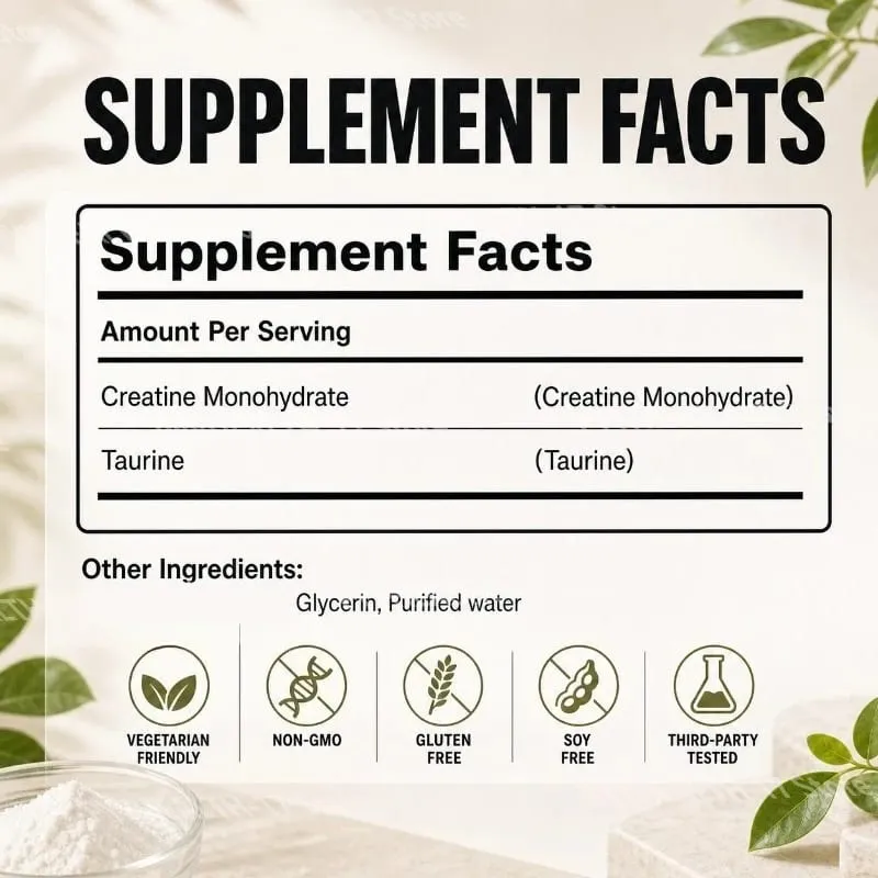Creatine Monohydrate Taurine Fine Powder Supplement Daily Support for Sports Training Men & Women 180g 30 Day Supply — image 3