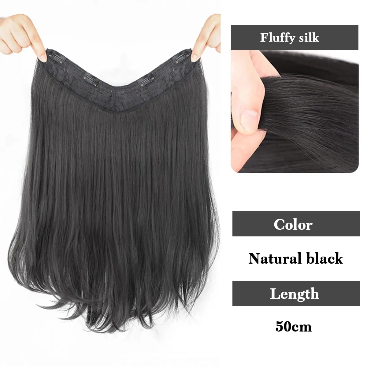 Synthetic V-shaped hair extensions wigs clips that naturally connect to women's hair heat-resistant wigs used for daily wear