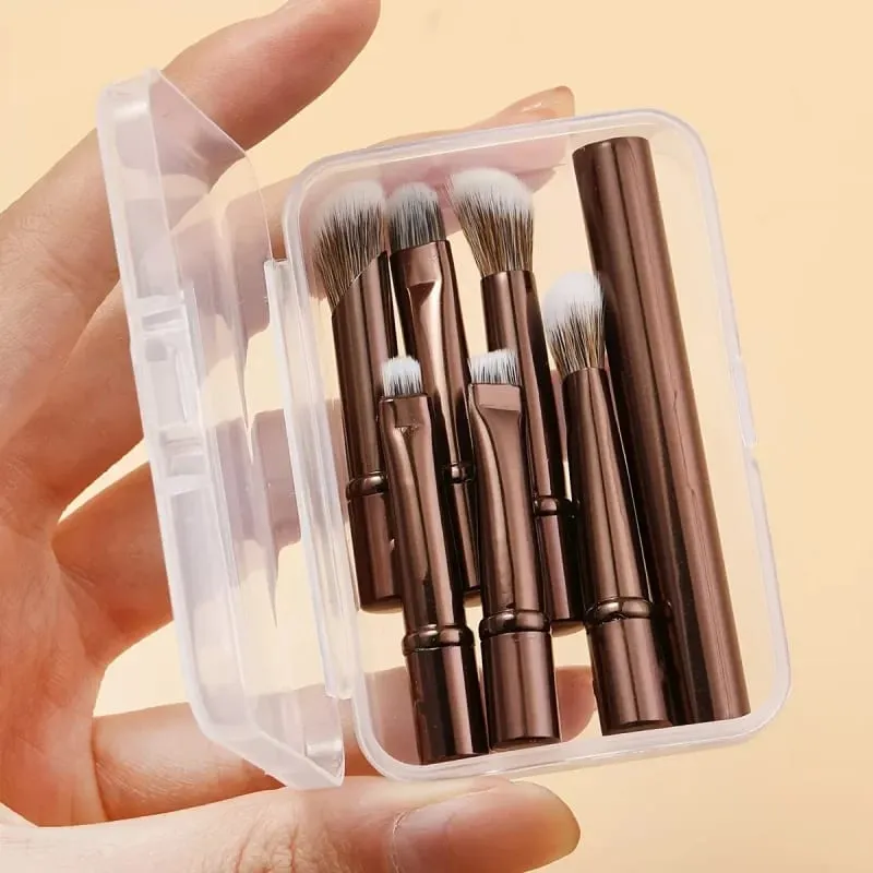 6-Piece Black Portable Makeup Brush Replacement Brush Head Set Nose Shadow Brush Travel Set — image 5