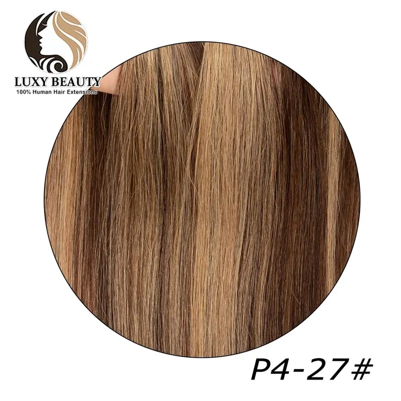 Brown Invisible Twin Tabs Hair Weft Human Hair Extensions Straight Inject PU Hole Weft Microlinks XO Weft Blonde 10pcs/Pack