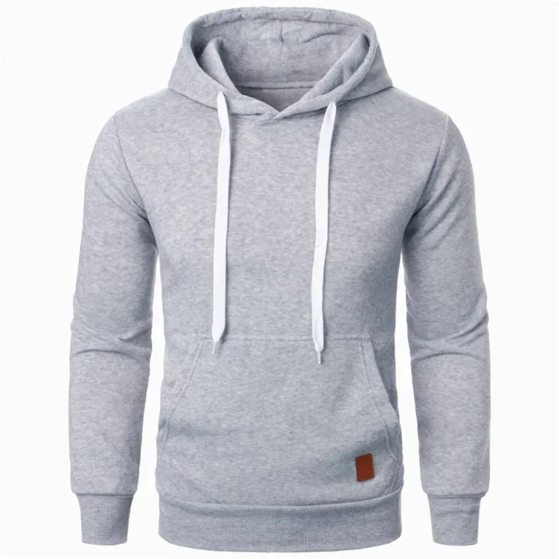 Masculino casual gola com capuz cordão hoodies moletom camisas de manga longa ao ar livre streetwear cor sólida pulôver leve