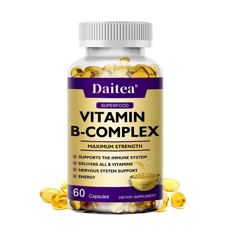 Vitamin B-Complex Capsules - Energy Immune & Nervous System Support Relieve Stress Improve Digestion
