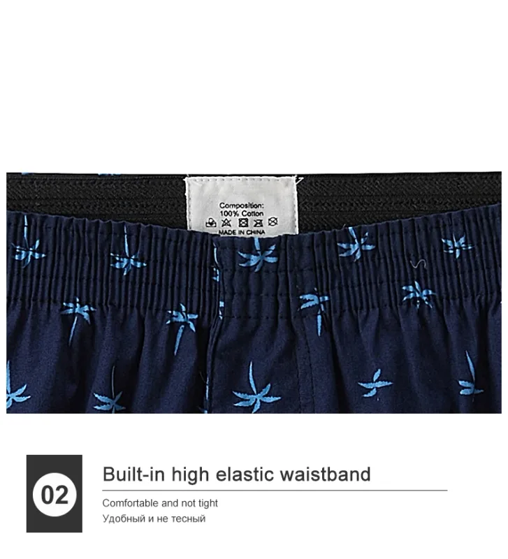 Boxer da uomo in cotone, intimo da uomo con motivo stampato, pantaloncini stile college, abbigliamento estivo traspirante e confortevole