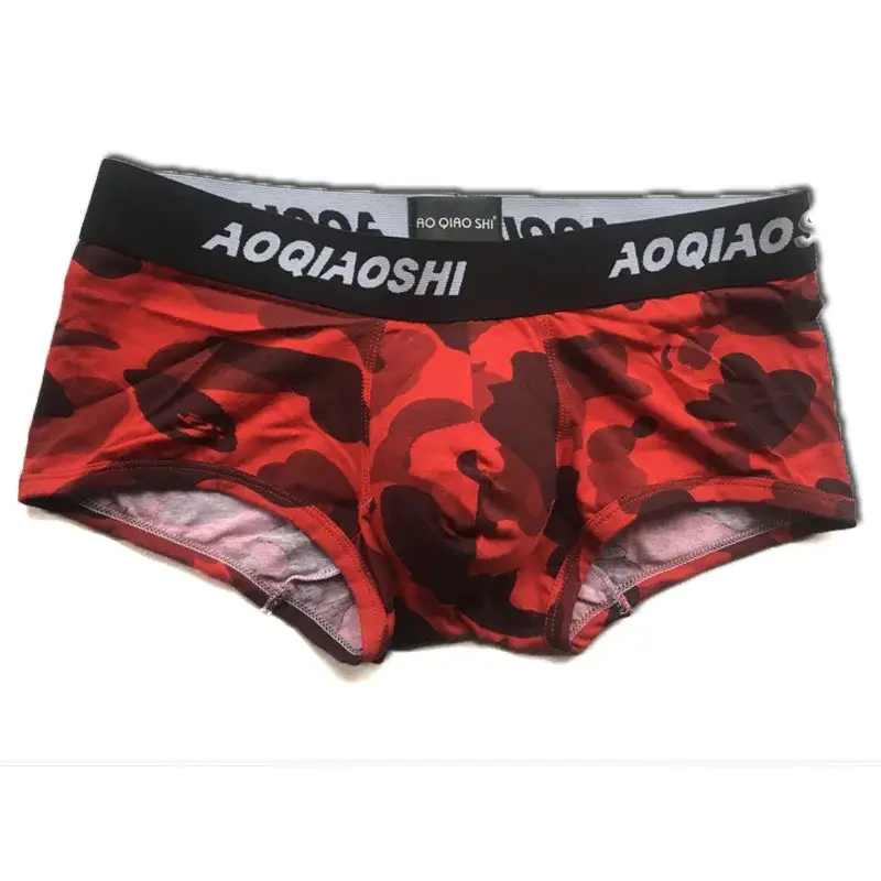 Men Underwear Cotton Camouflage Boxer Briefs Trunks Bulge Pouch Plus Size Teenage Breathable Underpants Young Innerwear Boys