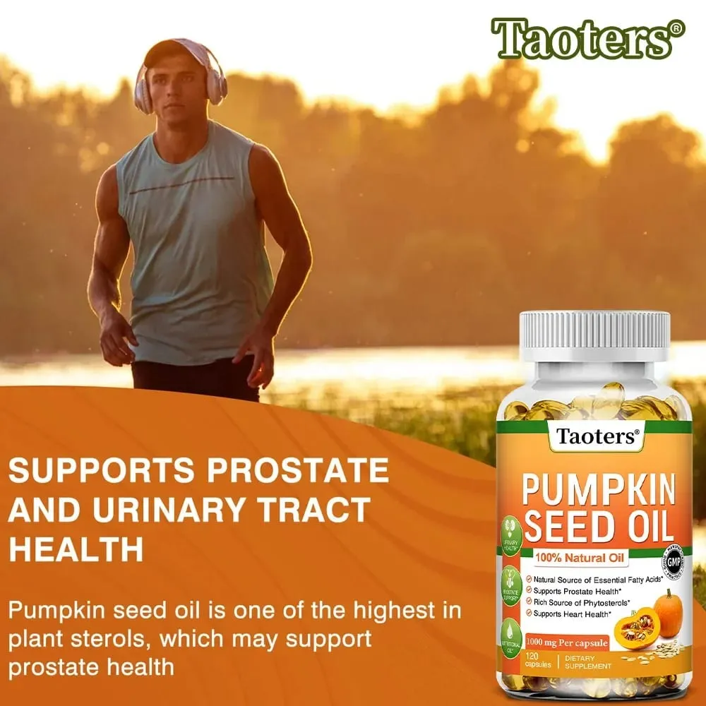 Pumpkin Seed Oil Capsules - Supports Prostate Urinary Tract Bladder Health and Promotes Hair Growth - 120 Capsules