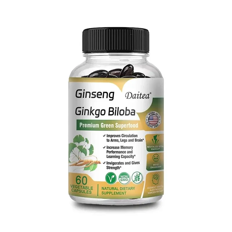 Ginseng Premium + Ginkgo - Nootropic Brain Supplement Memori & Kepekatan Peredaran & Tenaga 120 Kapsul