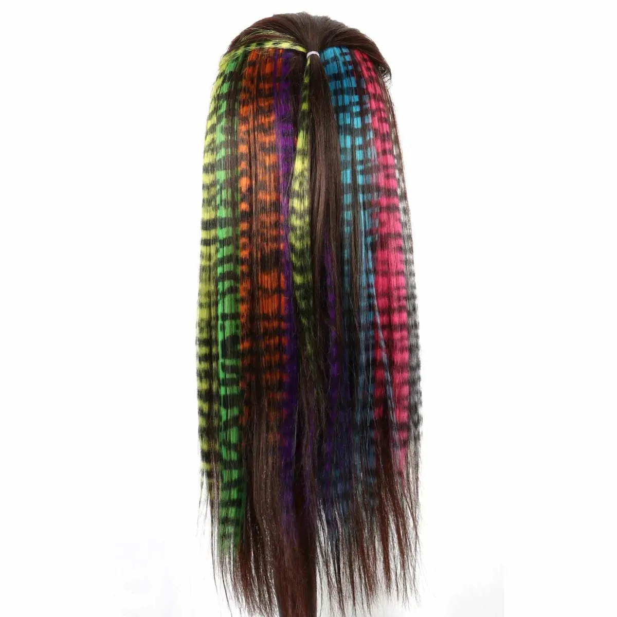 Feather Hair Extensions Colored Synthetic Hair Feather Colorful False Hair Extension Mixed Color Straight Hair For Women Girls