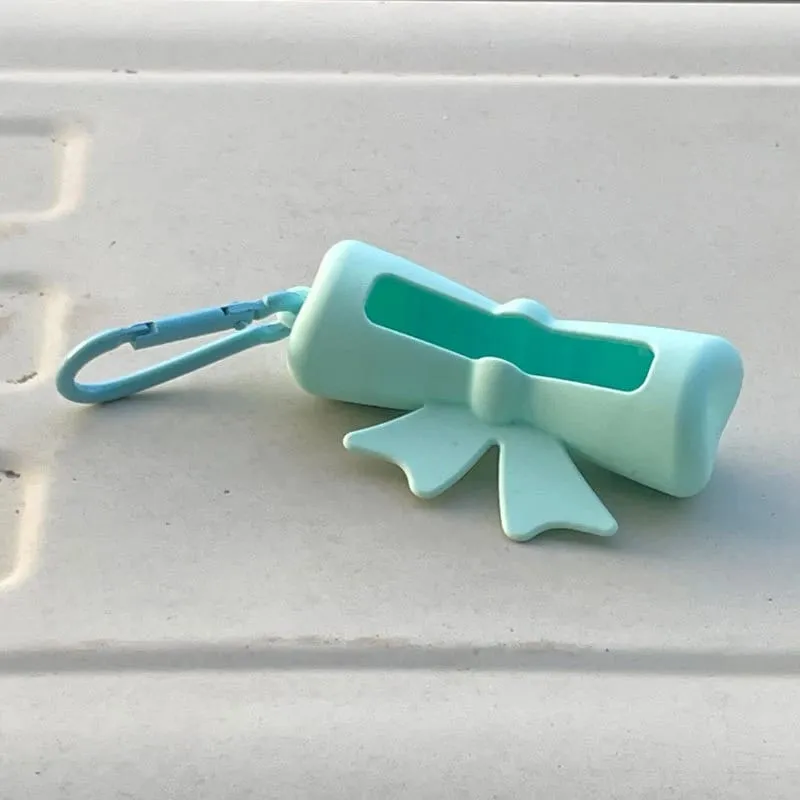 New Bow Candy Peanut Shape Silicone Lipstick Cover Keychains Solid Color Lipstick Storage Bag Light Weight Lip Balm Holder