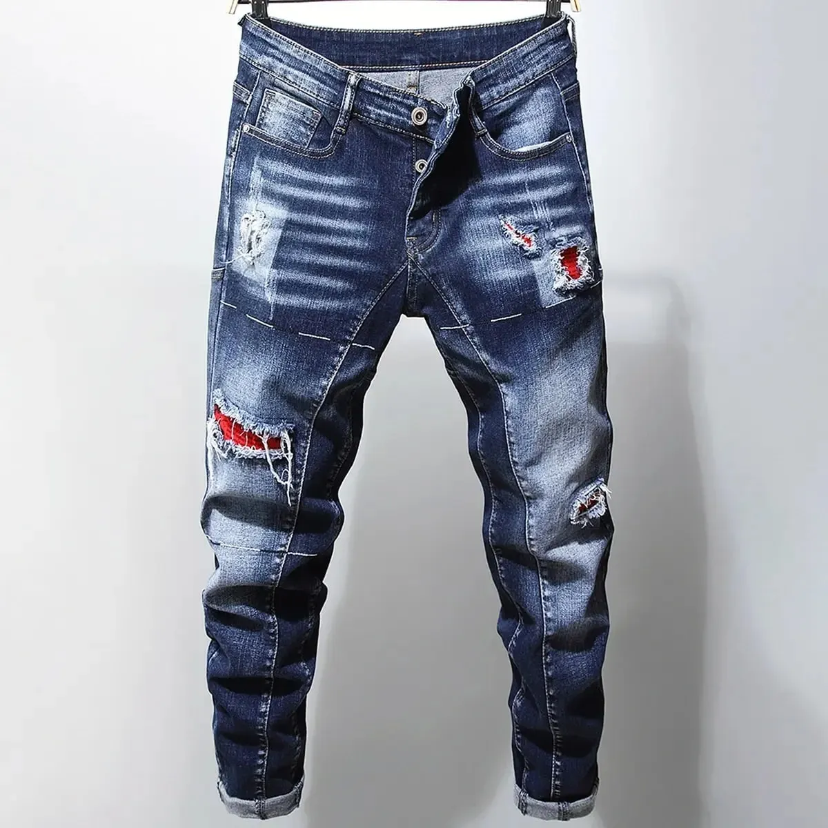 NEW Fashionable Men Jeans Business Fashion Straight Regular Blue Stretch Denim Trousers Classic Men Plus Size Stretch jeans
